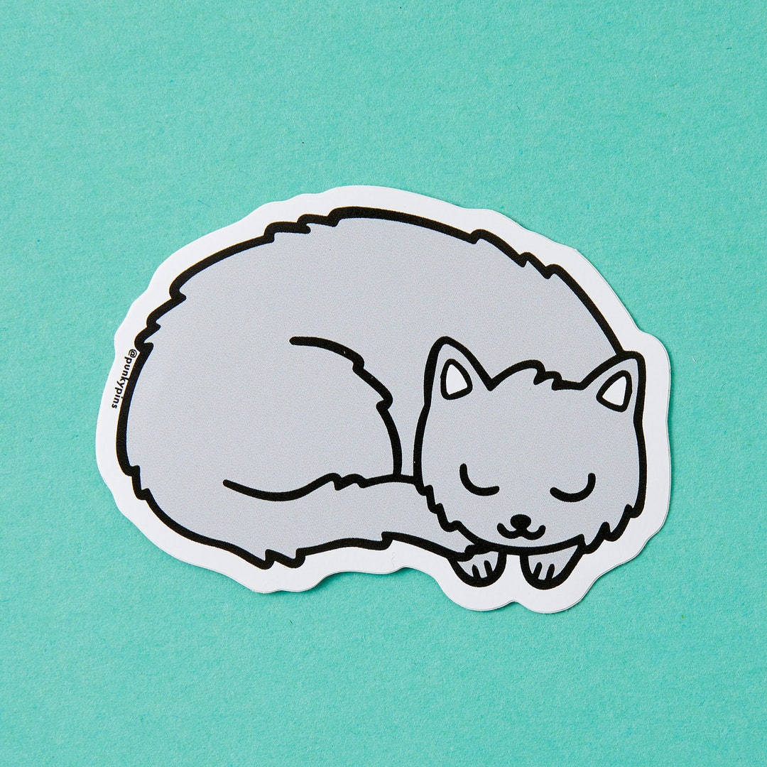 Grey Kitty Vinyl Sticker – Soft Sleeping Cat Laptop Decal - Etsy