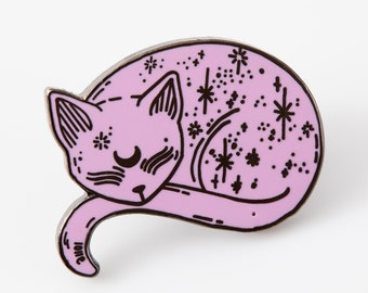 Mystical Cat Pink Enamel Pin LIMITED EDITION - Punky Pins // pin badge, badges, Cute Pins in the UK