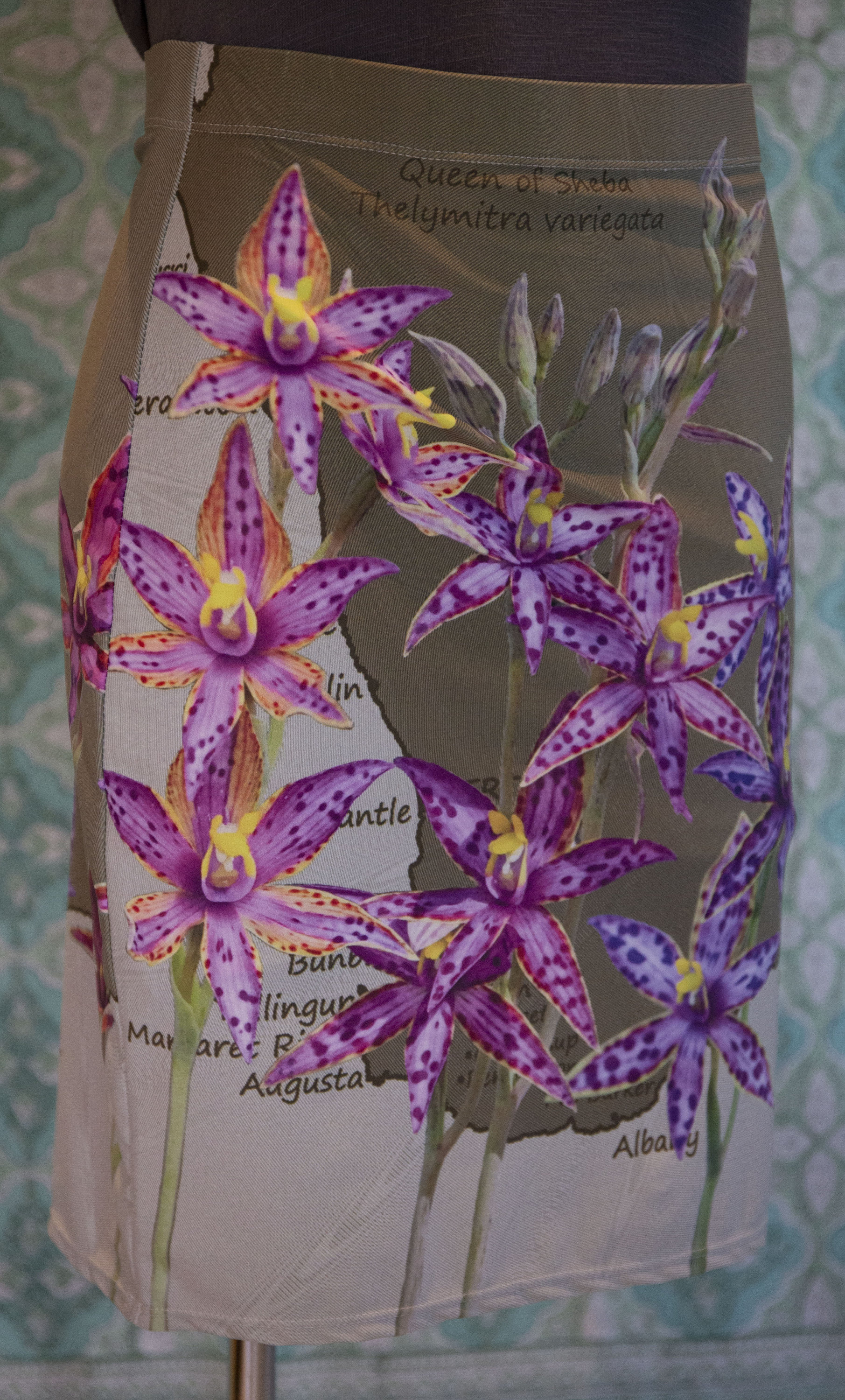Buy Pencil Skirt Queen of Sheba Orchids on West Australian Map Floral Skirt Native Wildflower. Online in India Etsy