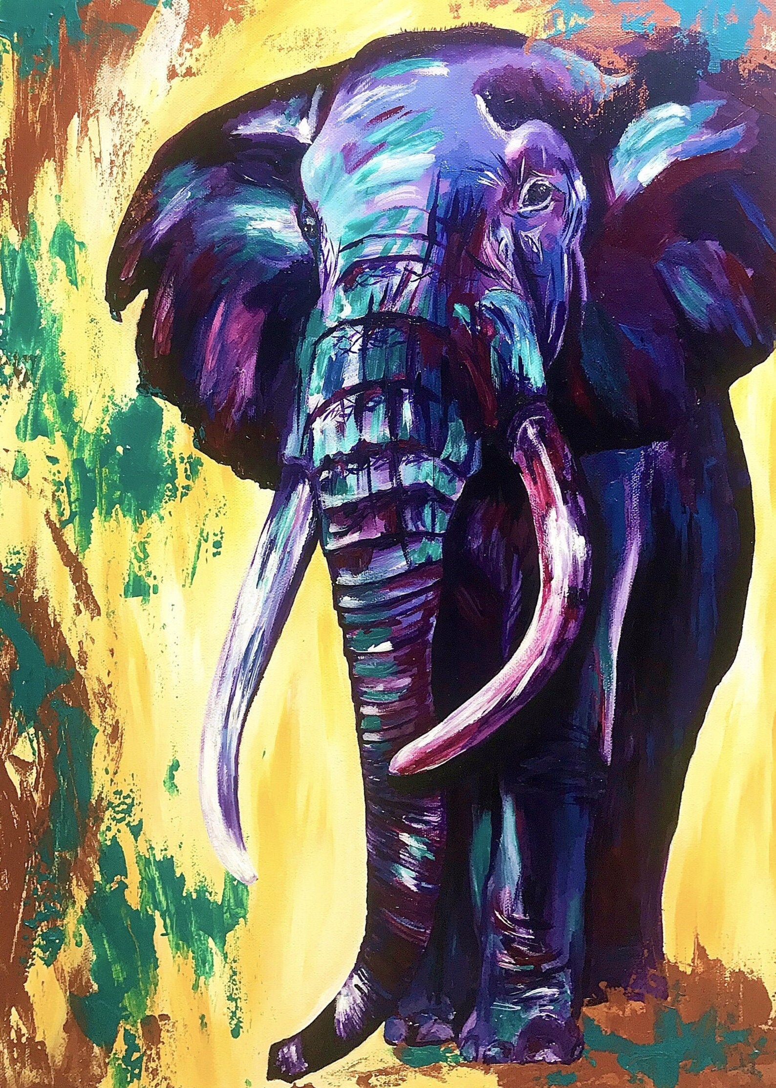 Elephant Contemporary Art Print Wildlife Animal Art Etsy