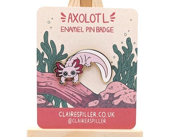 Axolotl Enamel Pin / Cute Salamander Badge / Pink Wildlife Jewellery