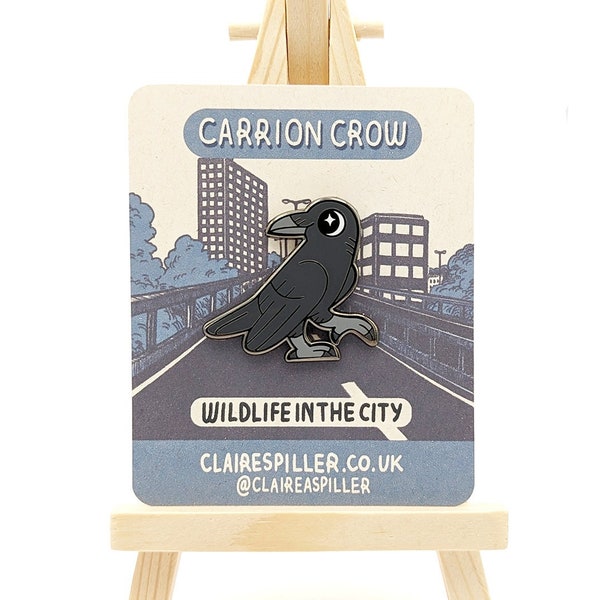 Crow Enamel Pin / Carrion Crow Jewellery / Cute Goth Bird / Lapel Pin Badge / City Wildlife Gift