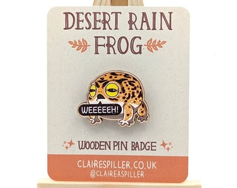 Desert Rain Frog Wooden Pin Badge / Cute Screaming Frog Jewellery / Eco Friendly Lapel Pin