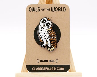 Barn Owl Enamel Pin Badge / Owls of the World Lapel Pin / Bird Jewellery