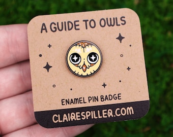 Barn Owl Face Enamel Pin / Tiny Bird Badge / Cute Lapel Pin