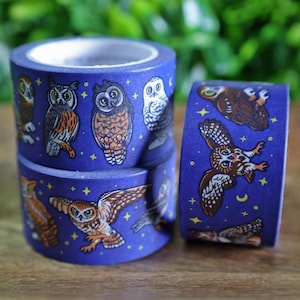 Taśma washi Night Owl / Artykuły piśmiennicze Songbird / Urocze akcesoria do dziennika / The Washi Station