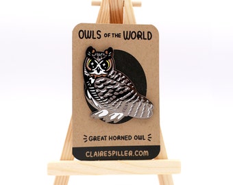 Great Horned Owl Enamel Pin Badge / Limited Edition / Owls of the World Lapel Pin