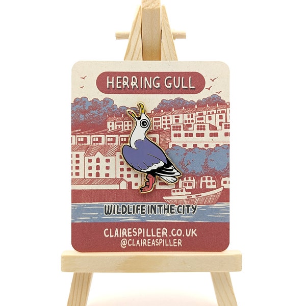 Herring Gull Enamel Pin / Seagull Jewellery / Cute Bird Lapel Pin / City Wildlife Gift