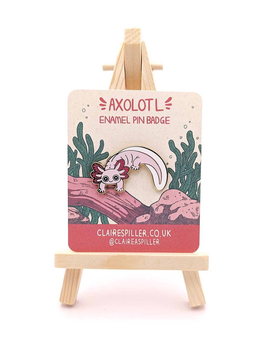 Axolotl Enamel Pin / Cute Salamander Badge / Pink Wildlife Jewellery Etsy