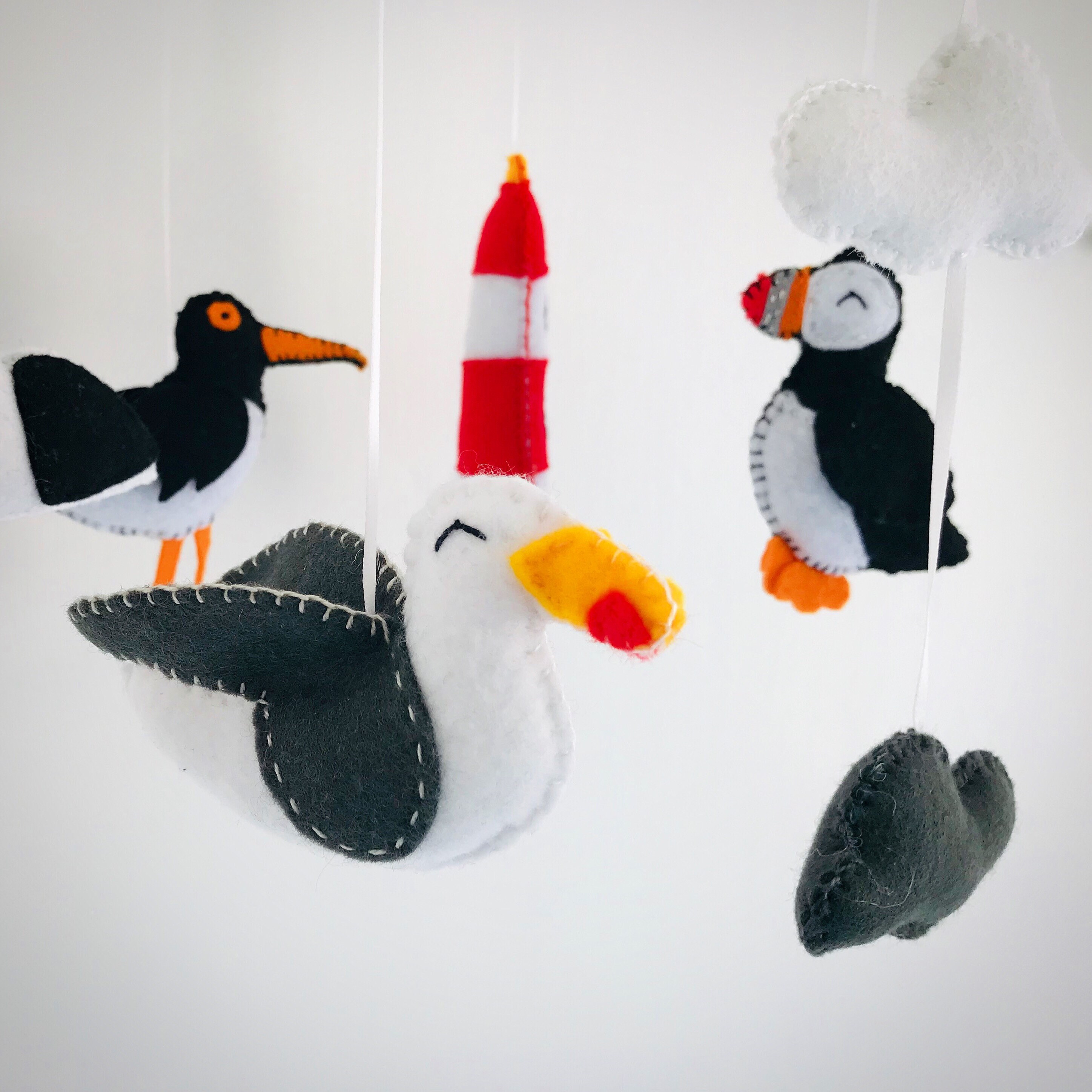 British Seabird Baby Mobile Felt Birds Felt Animals Crib | Etsy