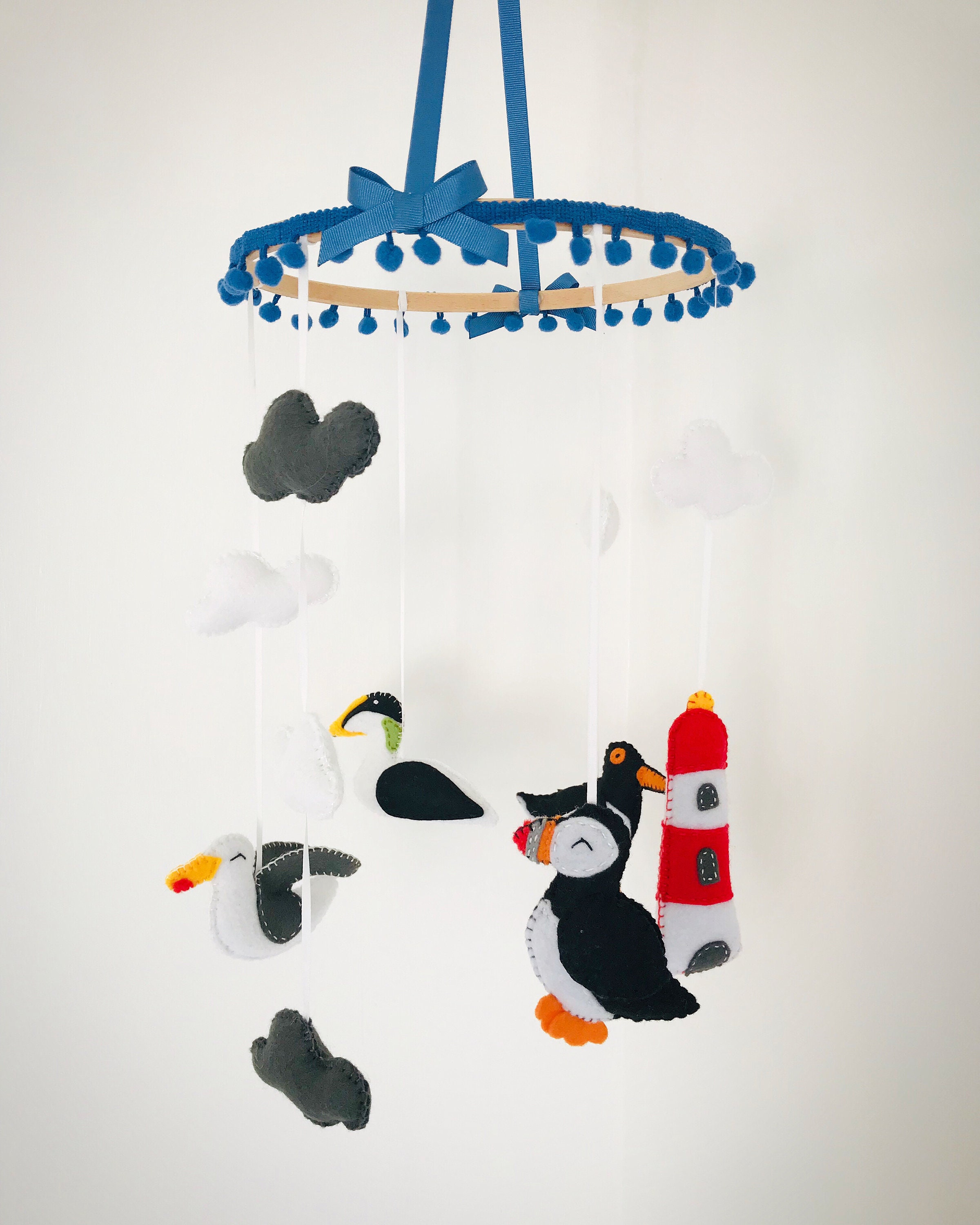 British Seabird Baby Mobile Felt Birds Felt Animals Crib | Etsy