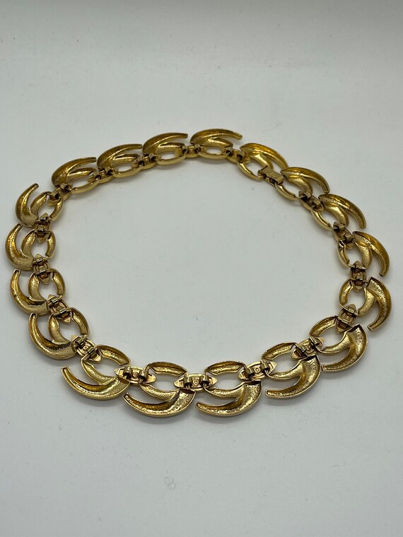 Vintage Gold Tone Choker Necklace, Chunky Link Go… - image 4