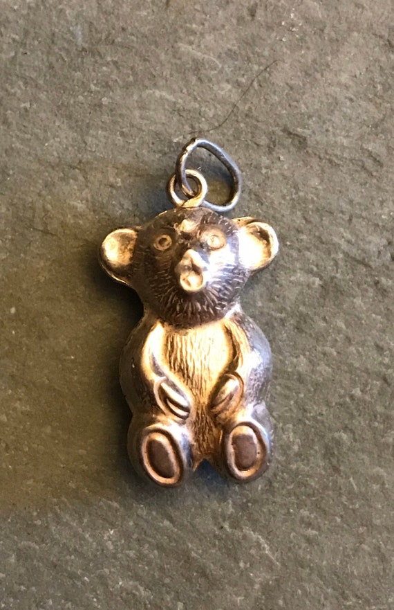 Sweet Silver Baby Teddy Bear Charm - image 1