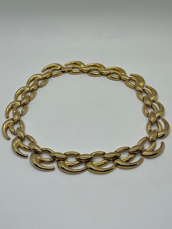 Vintage Gold Tone Choker Necklace, Chunky Link Go… - image 3