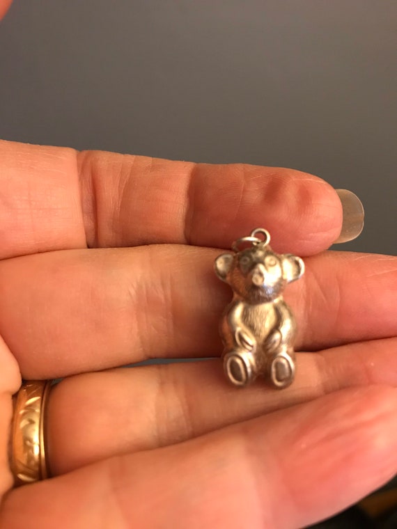 Sweet Silver Baby Teddy Bear Charm - image 3