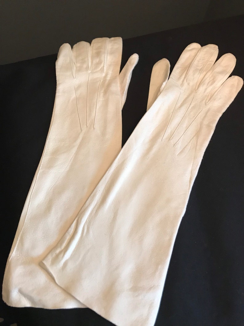 Vintage White Leather Gloves British Made Doeskin Gloves Etsy