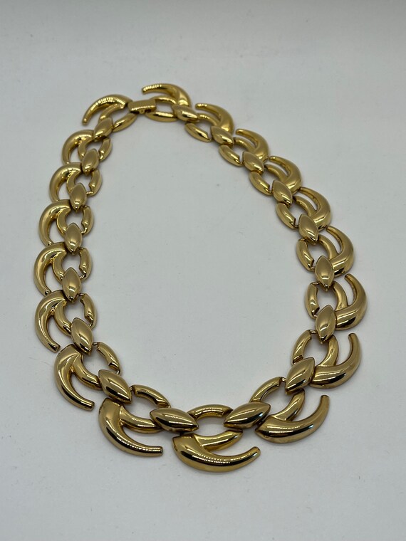 Vintage Gold Tone Choker Necklace, Chunky Link Go… - image 6