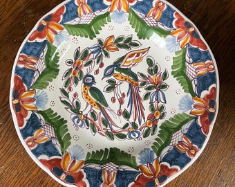 Vintage Makkum Folk Plate, Traditional Polychrome Hand-painted Plate