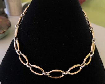 Vintage Gold Tone Choker Necklace, Gold and Silver Link Electroplated Choker