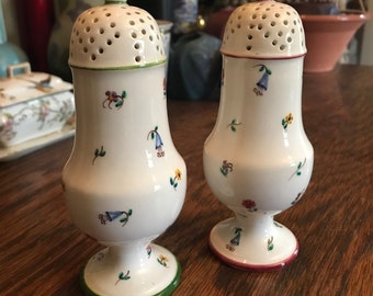 Floral Porcelain Salt and Pepper shakers, Vintage Bonwit Teller Italian salt & pepper