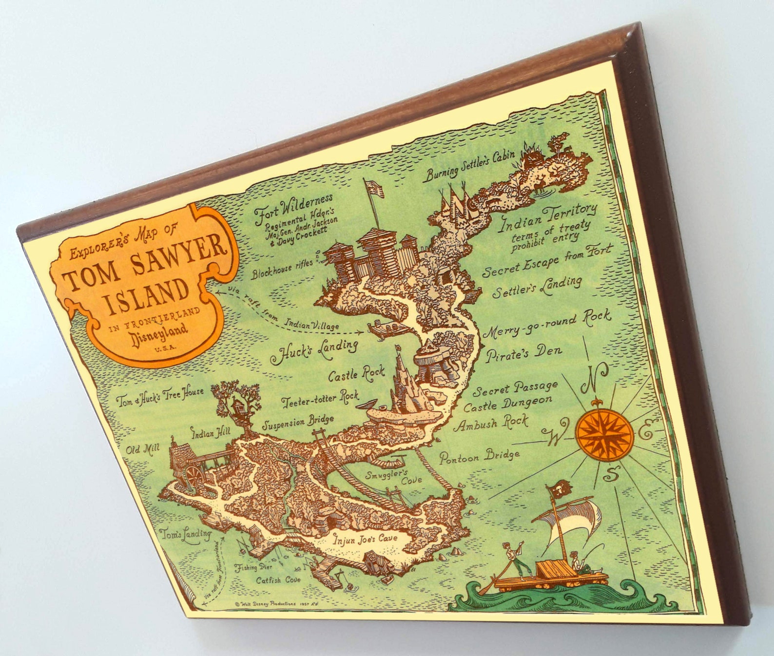 Tom Sawyer Island Map Disneyland Disney World Wood Sign Print | Etsy