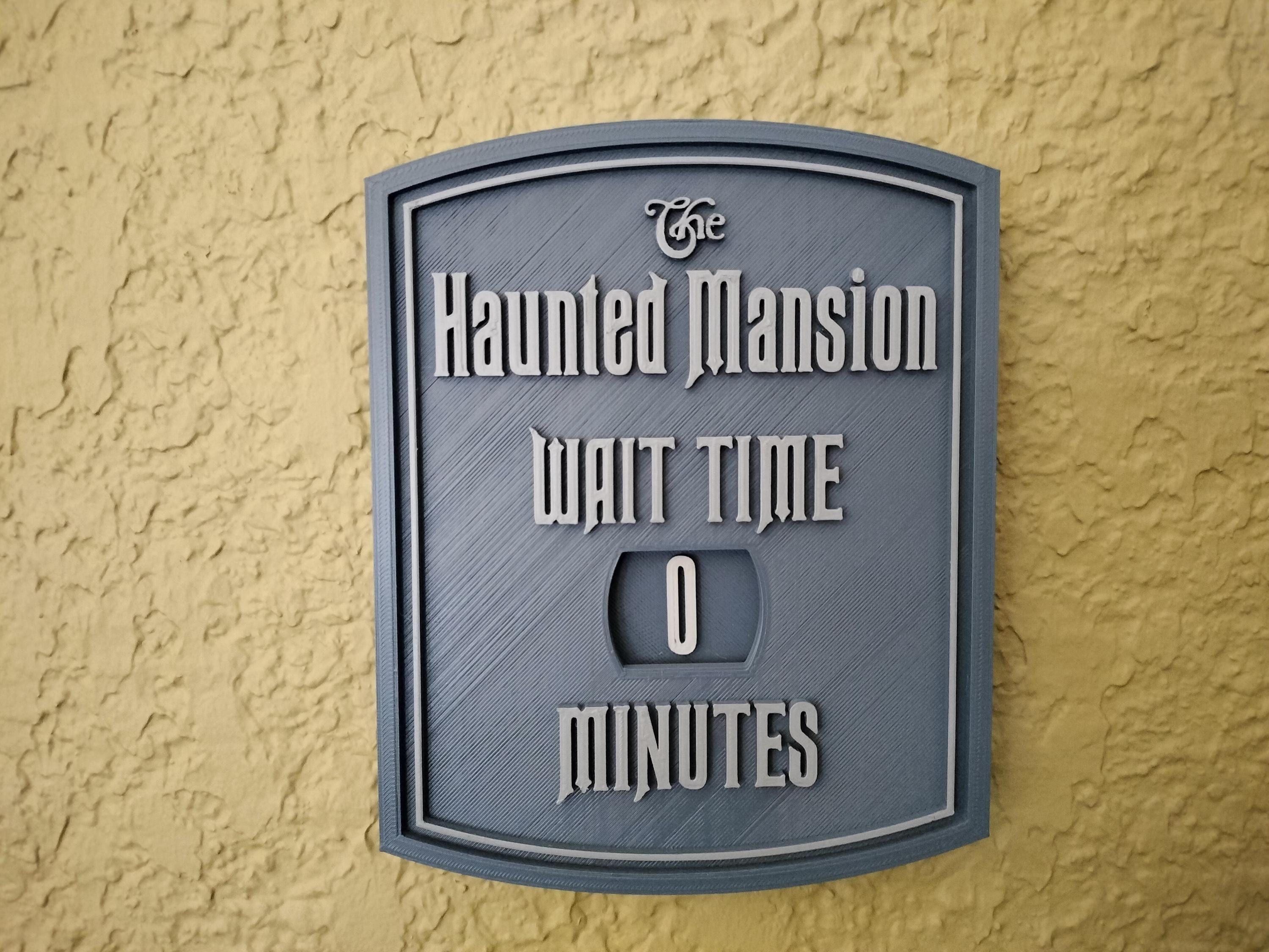 Haunted Mansion Wait Time Sign Plaque Disneyland Disney World 3D
