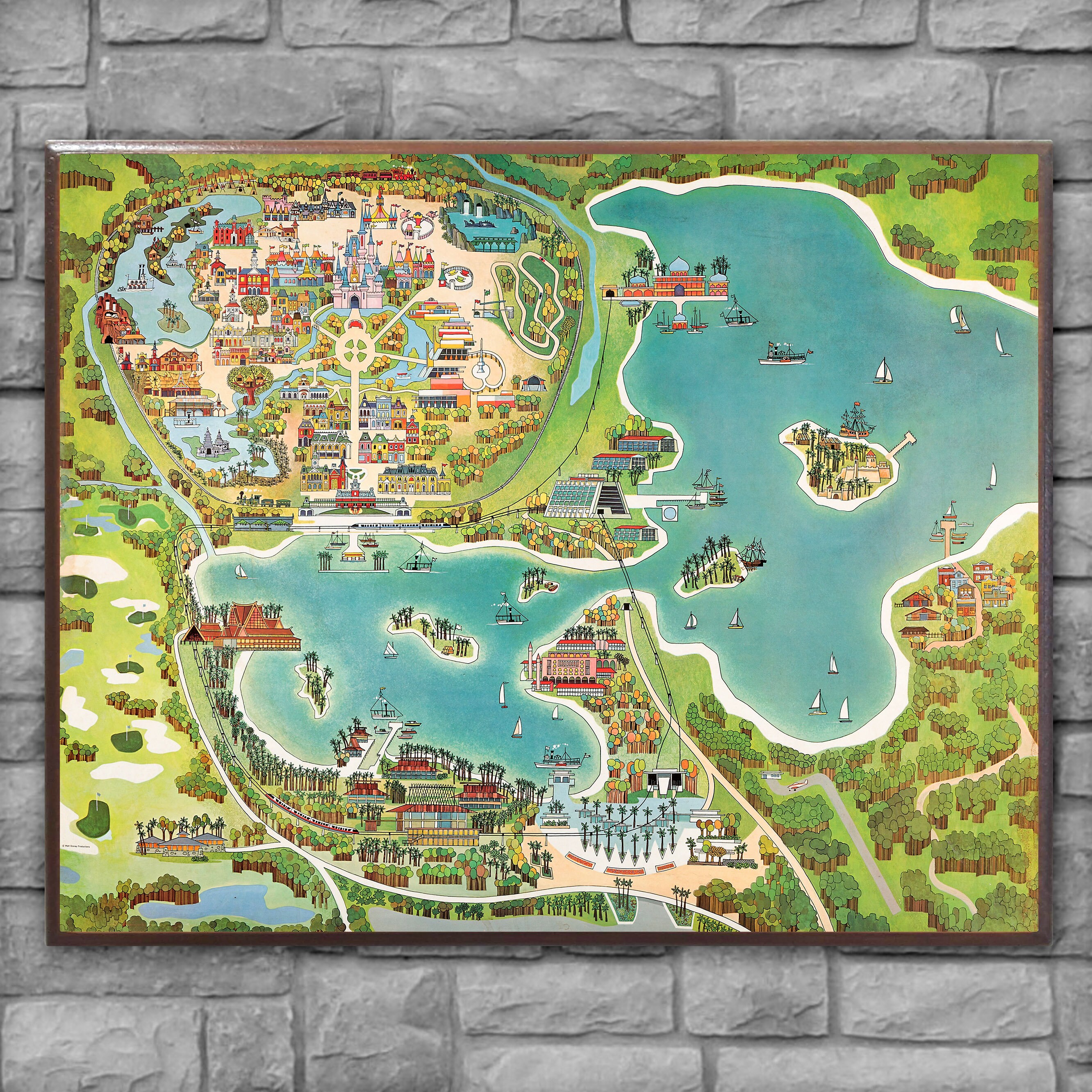 WDW Magic Kingdom Wooden Map Plaque