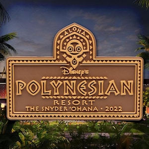 POLYNESIAN RESORT Personalized Entrance Sign Plaque Disney World 3D Printed Reproduction Replica Custom Customized Prop Tiki Bar Decor Maui