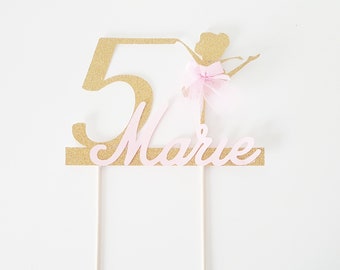 Decorative cake, cake topper, dancer, birthday, girl, tutu, gold, personalize