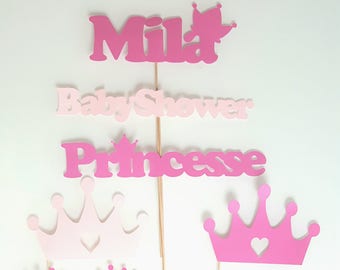 photobooth babyshower princesse,Lot de 6 accessoires, Photobooth, babyshower, princesse - fuchsia et rose - personnalisé