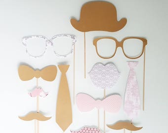 Lot of 12 photobooth accessories for wedding-kraft-campaign chic