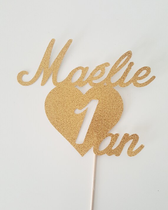 Decoration Gateau Cake Topper Coeur Paillette Dore Etsy
