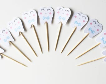 10 décorations pour petits gâteaux (cupcakes toppers ) -petites dents- Agra Hadig