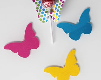 10 papillons en papier cartonné pour sucettes - décoration de table de fête
