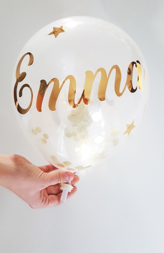 Globo personalizado, nombre brillante, globo de confeti dorado, pegatinas  para pegar en el globo