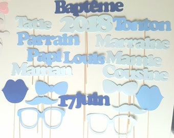 20 items for photobooth-baptism-personalized first-name-blue-marine blue