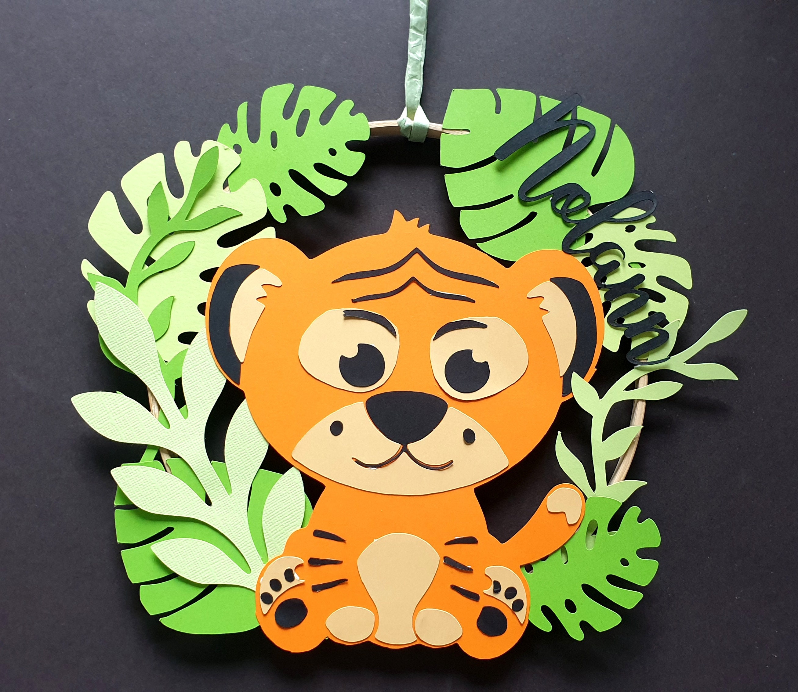 Cadeau Naissance, Decoration, Chambre de Bebe, Prenom, Tigtr, Cercle Bambou, Prénom, Veilleuse, Deco