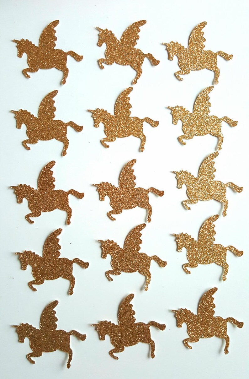 decoration wedding christening birthday babyshower 15 Golden glitter unicorns