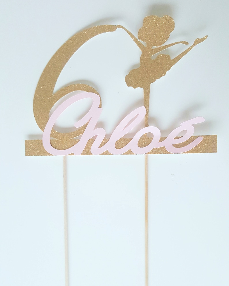 name pink cake topper dancer gilded Decoration age kids birthday party Cake