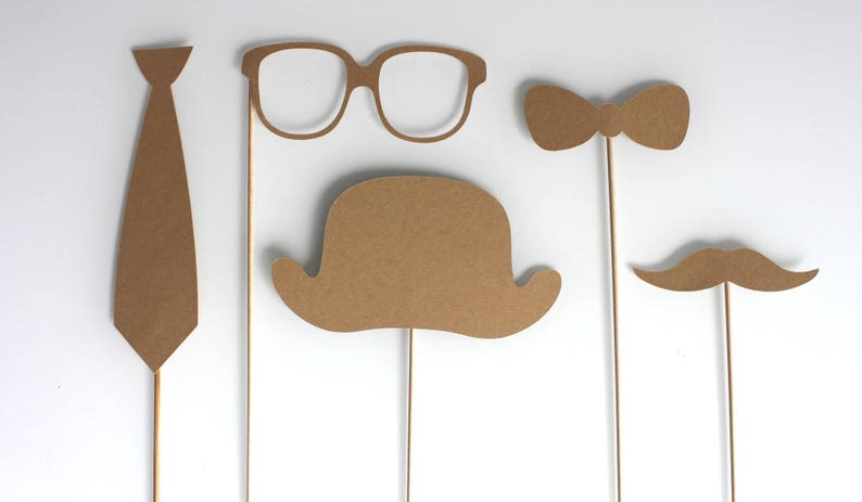 kraft Set of 5 Photobooth Retro style wedding accessories