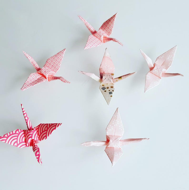 6 origami cranes pink mini image 1