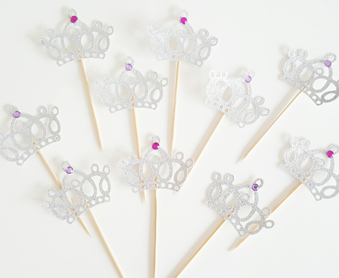 10 Cupcakes Toppers Toppers Glitter Princess Tiara Crown - Etsy