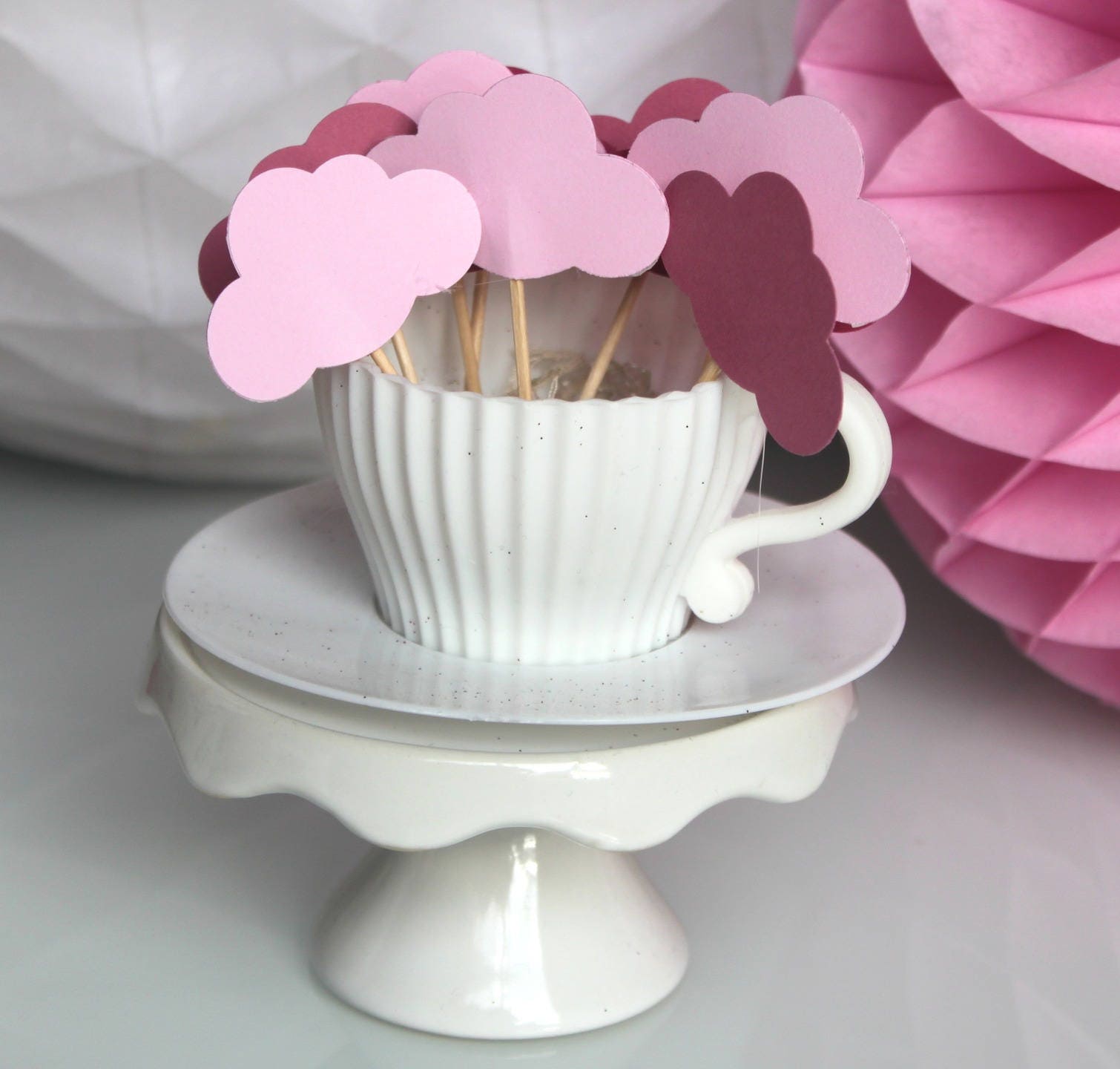 10 Décorations Pour Petits Gâteaux | Cupcakes Toppers - Nuages Roses Baptême