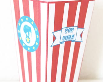 Box pop corn or candy table paper theme - circus party personalized child's name or popcorn