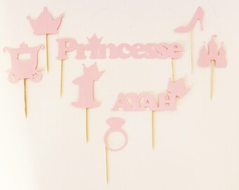 lot de toppers pour princesse - personnalisable prénom et age