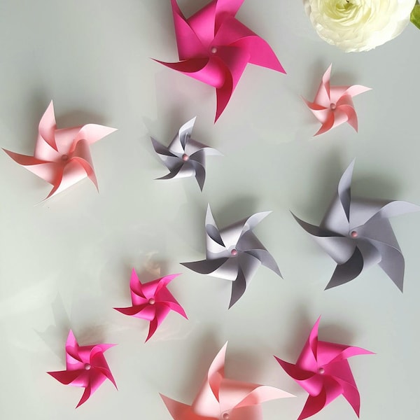 10 pinwheels - choice of colors - baptism table decoration - wedding