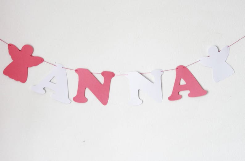 2 Angels Garland name paper coated cotton 4 letters
