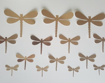 Dragonfly wall art, glossy gold, wall decor, 210gr