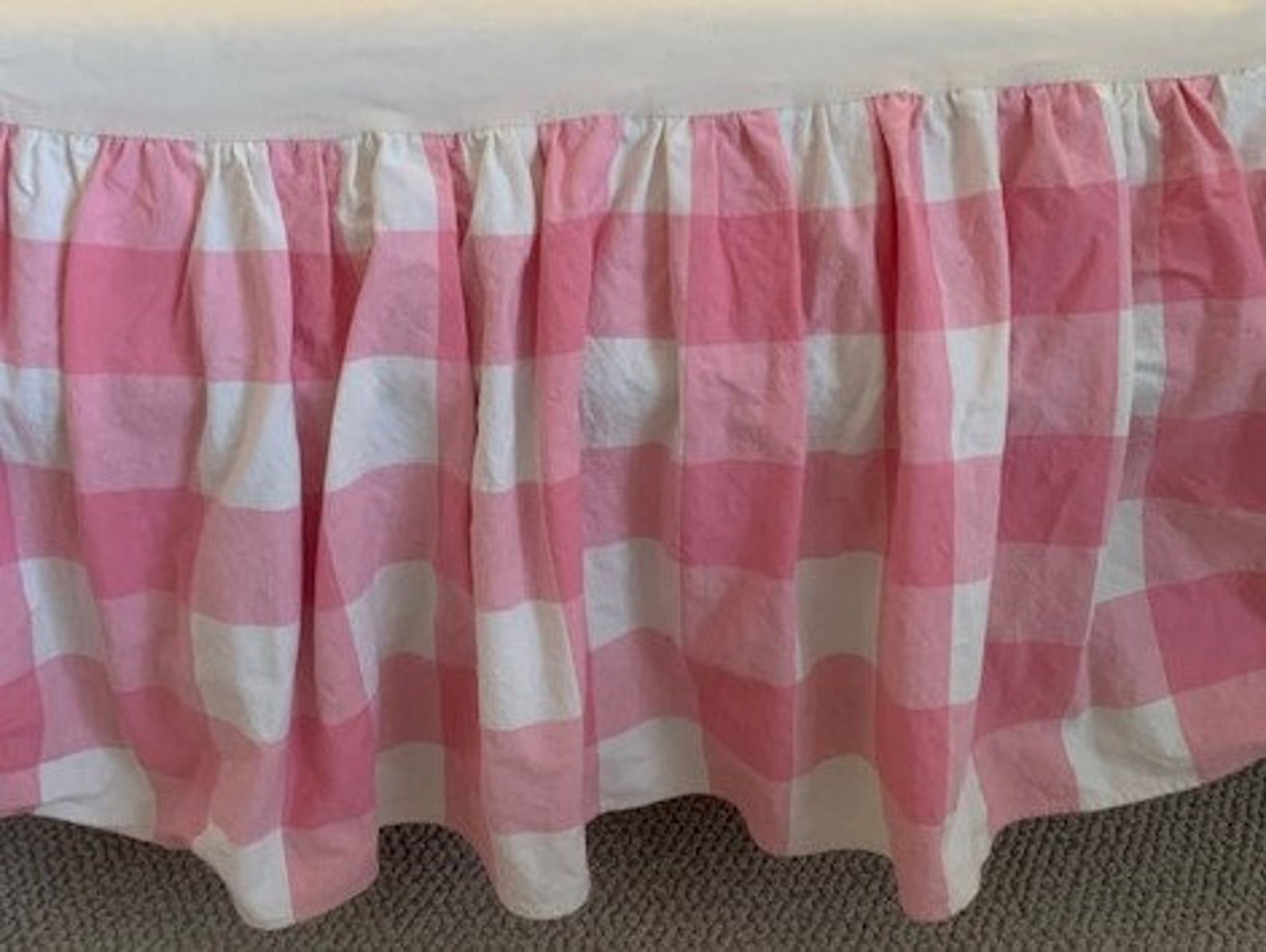 Custom Traditions Pink / White Queen Dust Ruffle Etsy