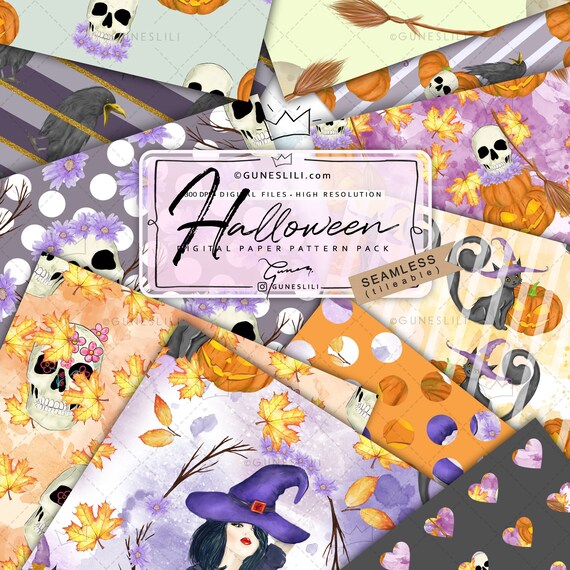 Halloween Digital Paper Digital Download Pumpkin Patterns Etsy